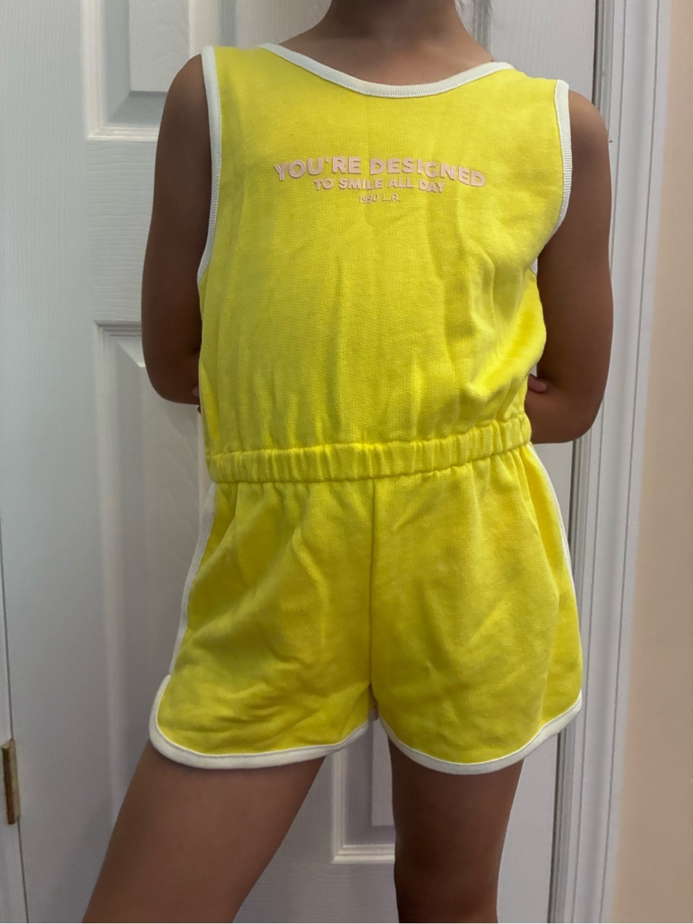 Zara Kids Yellow Sleeveless Romper with White Trim